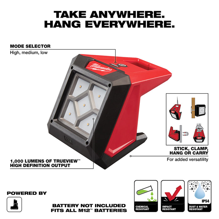 Milwaukee M12 Cordless Compact Flood Light  - Tool Only