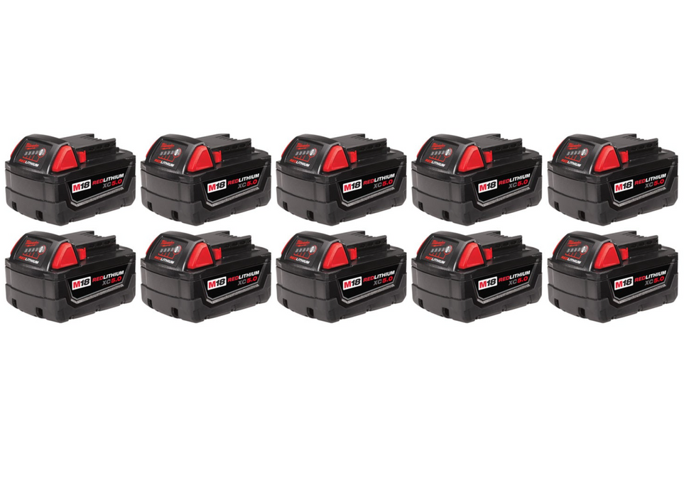 Milwaukee M18 REDLITHIUM XC 5.0Ah Extended Capacity Batteries - 10PK