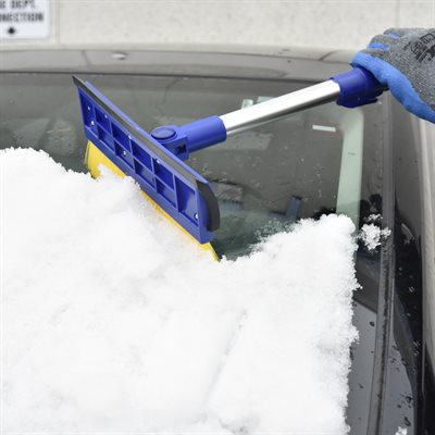 ProYard Snow Brush Telescopic Handle w/ Ice Scraper and Squeegee - 56"