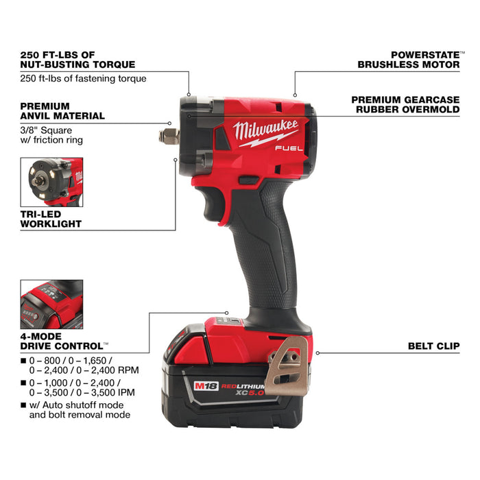 Milwaukee M18 FUEL™ 3/8" Compact Impact Wrench w/ Friction Ring Kit