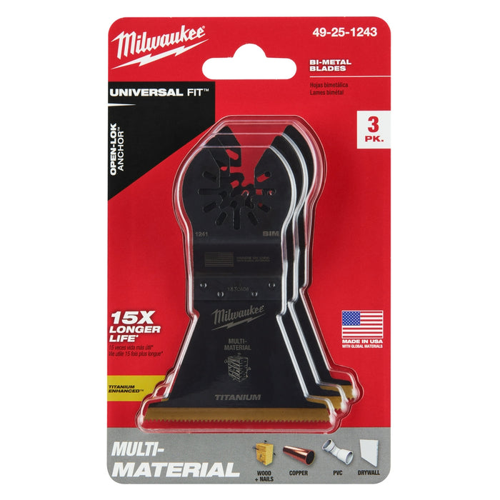 Milwaukee OPEN-LOK Titanium Enhanced Bi-Metal Multi-Material Multi-Tool Blades