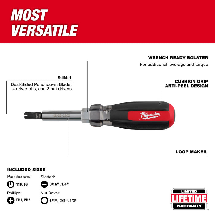 Milwaukee 9-in- Punchdown Multi-Bit Screwdriver