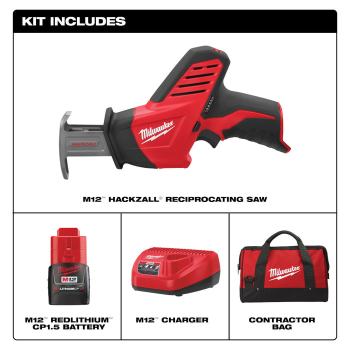 Milwaukee M12 Cordless HACKZALL Reciprocating Saw One Battery Kit