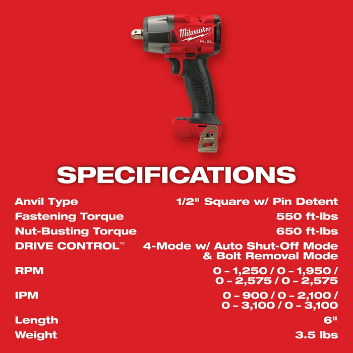 Milwaukee M18 FUEL Cordless 1/2" Mid-Torque Impact Wrench Pin Detent Kit