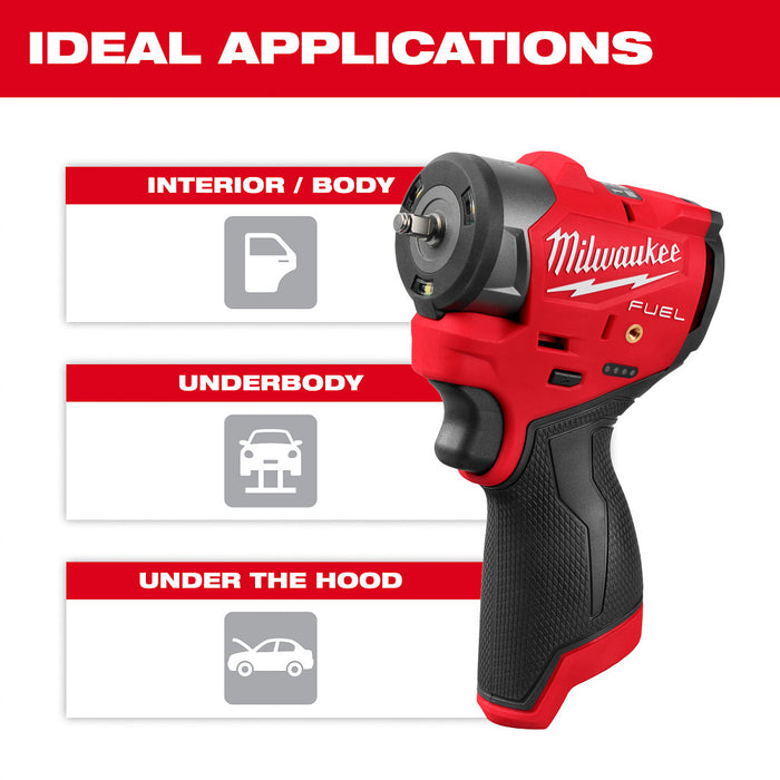 Milwaukee M12 FUEL 1/4" Subcompact Impact Wrench w/ Friction Ring - Tool Only