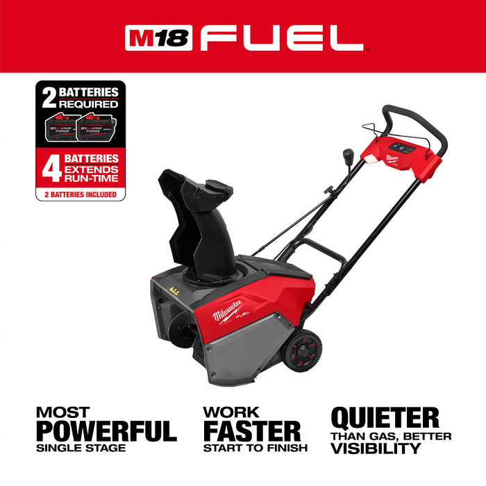 Milwaukee M18 FUEL 21" Auger Propelled Dual Battery Single Stage Snow Blower Kit