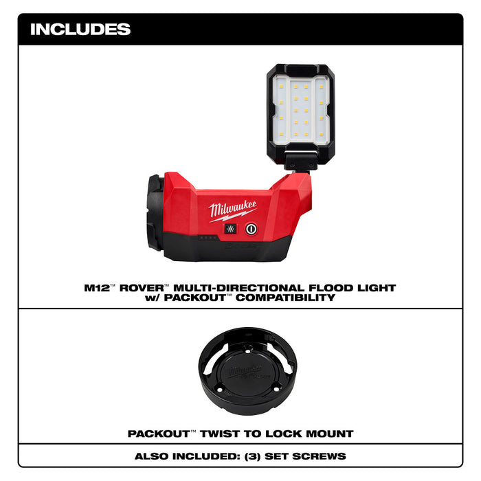 Milwaukee M12 ROVER Multi-Direction PACKOUT Flood Light