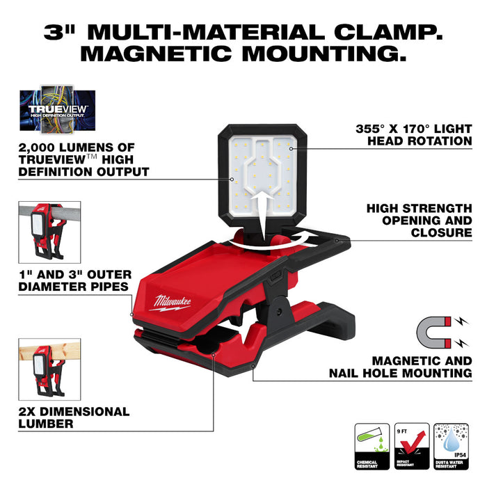 Milwaukee M18™ ROVER™ Clamping Flood Light