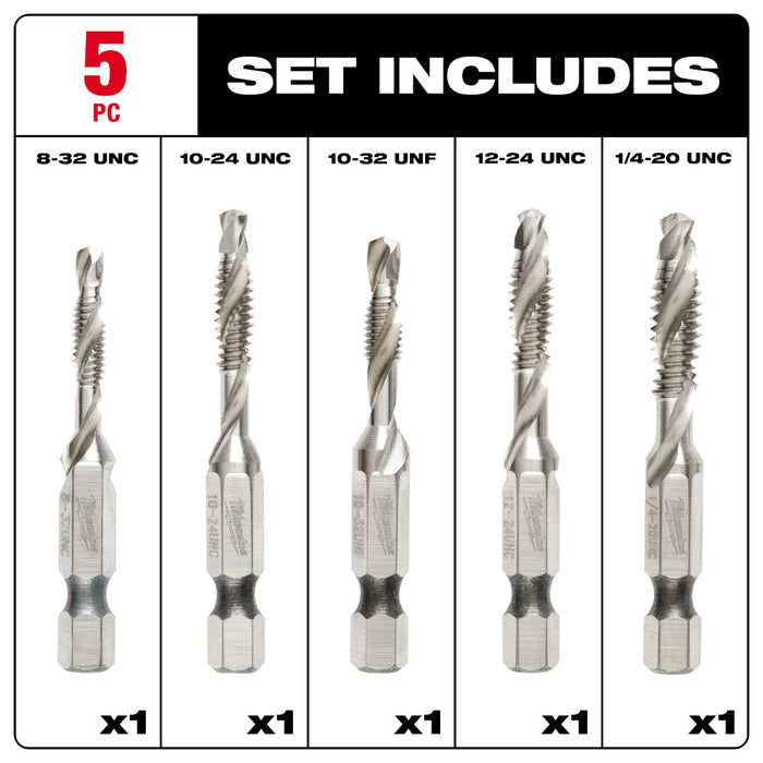 Milwaukee SHOCKWAVE™ 5 pc. SAE Impact Drill Tap Set