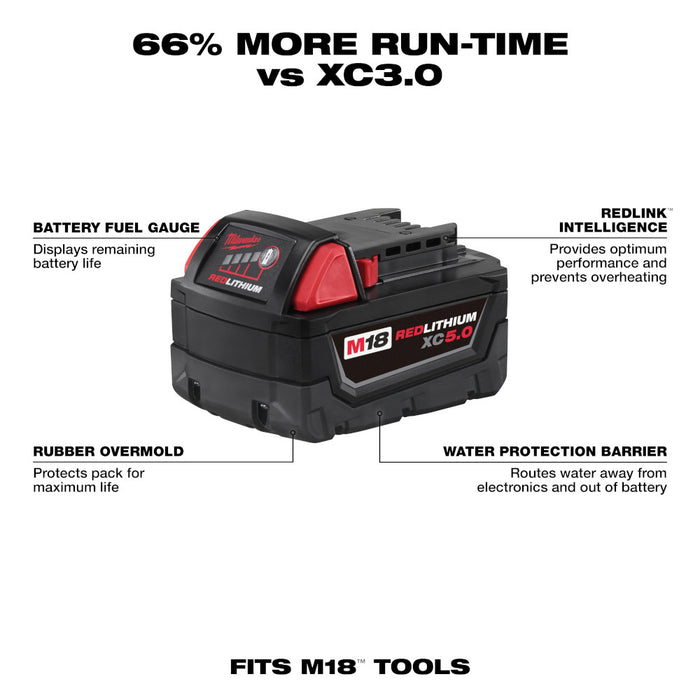 Milwaukee M18 REDLITHIUM XC 5.0Ah Extended Capacity Battery