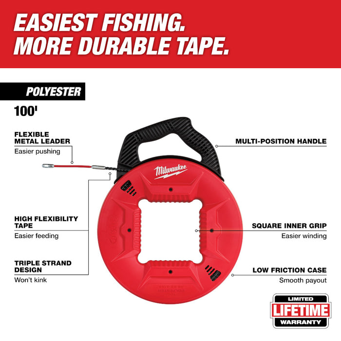 Milwaukee Polyester Fish Tape w/ Flexible Metal Leader