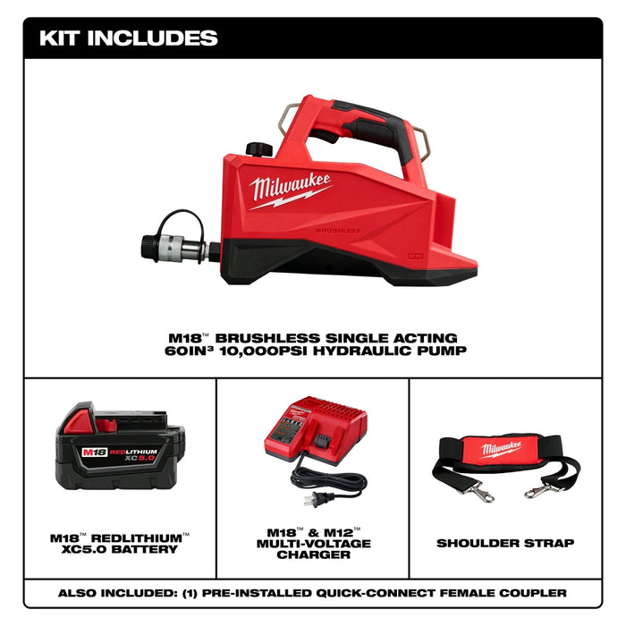 Milwaukee M18™ 60" 3 10,000psi Brushless Single Acting Hydraulic Pump