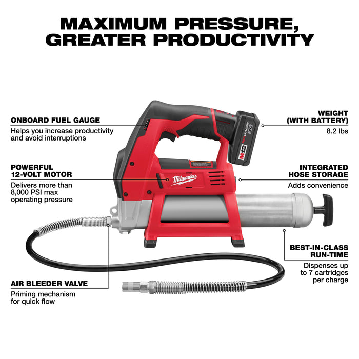 Milwaukee M12 Cordless Grease Gun Kit