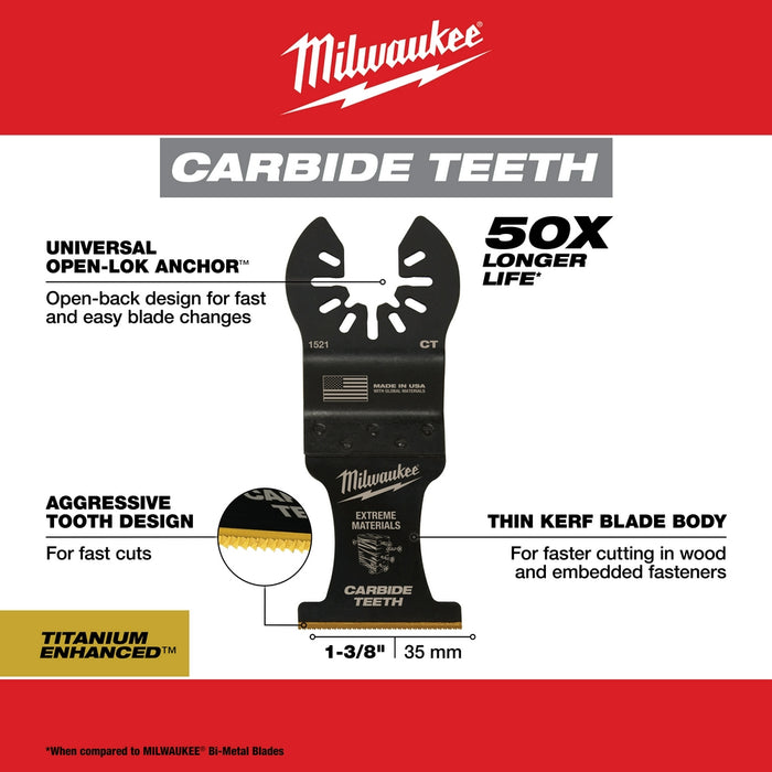 Milwaukee OPEN-LOK Titanium Enhanced Carbide Teeth Multi-Material Multi-Tool Blades