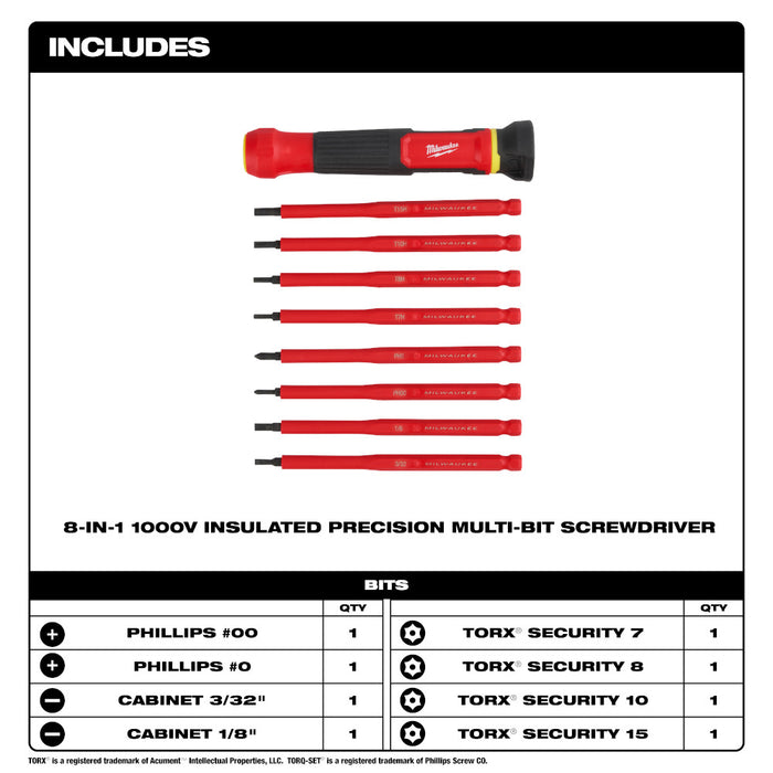 Milwaukee 8-in-1 1000V Insulated Precision Multi-Bit Screwdriver