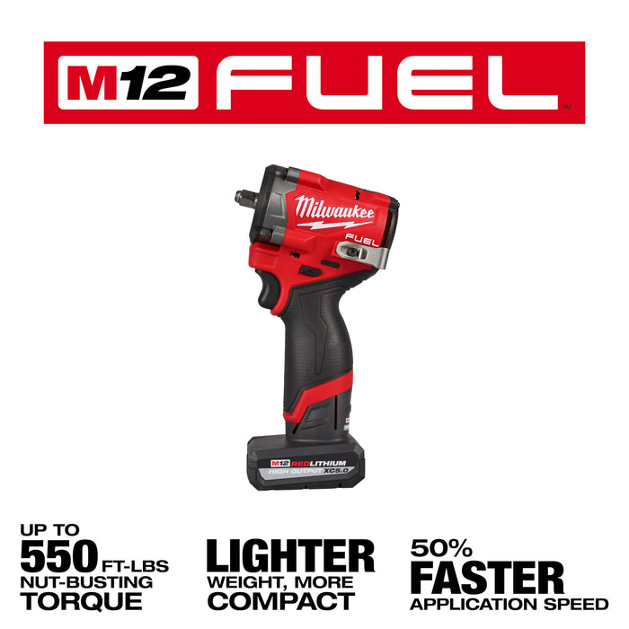 Milwaukee M12 FUEL™ Stubby 3/8" Impact Wrench 2 Battery Kit