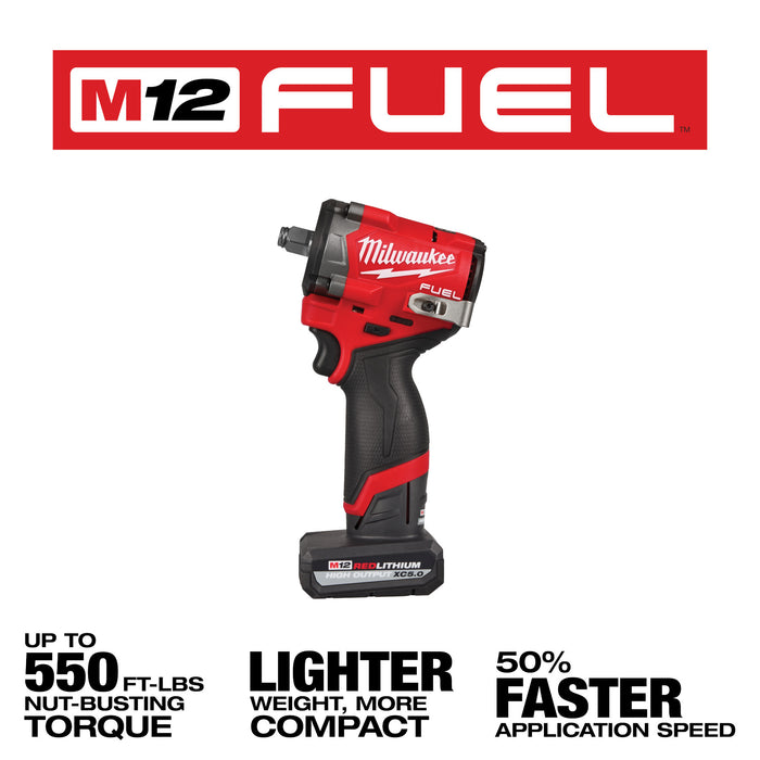 Milwaukee M12 FUEL™ Stubby 1/2" Impact Wrench Kit