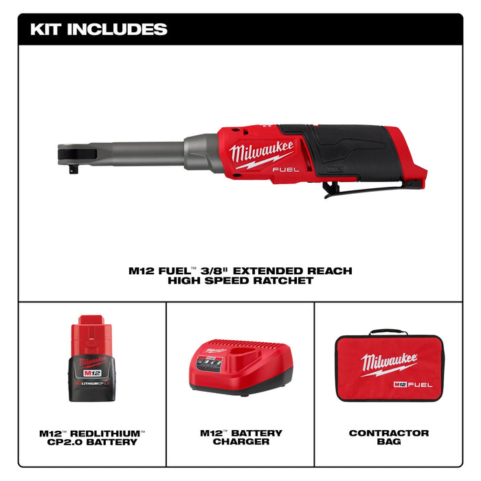 Milwaukee M12 FUEL™ 3/8" Extended Reach High Speed Ratchet Kit