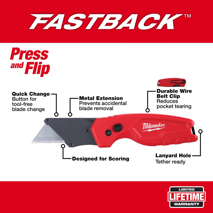 Milwaukee 3PK FASTBACK Compact Folding Utility Knife