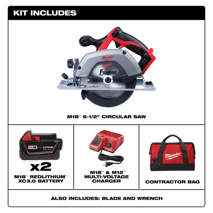 Milwaukee M18 Cordless 6-1/2" Circular Saw Kit