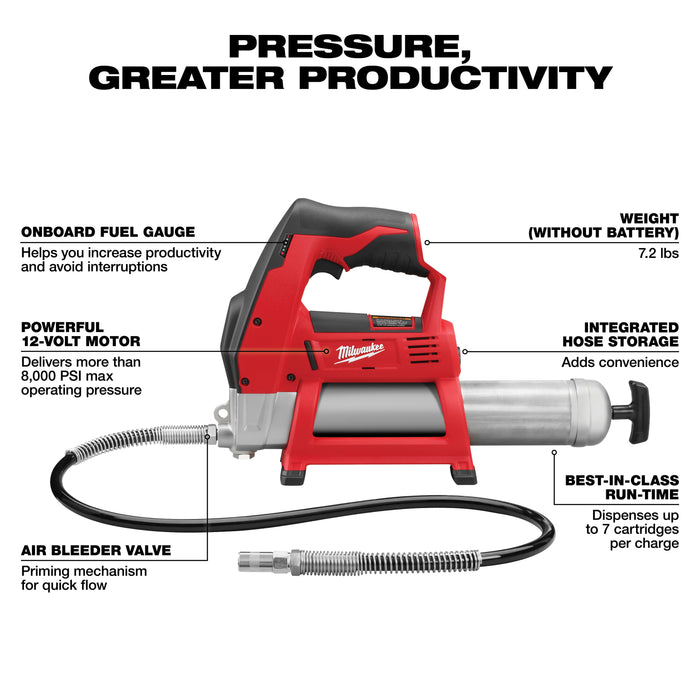 Milwaukee M18 Cordless 2-Speed Grease Gun - Tool Only