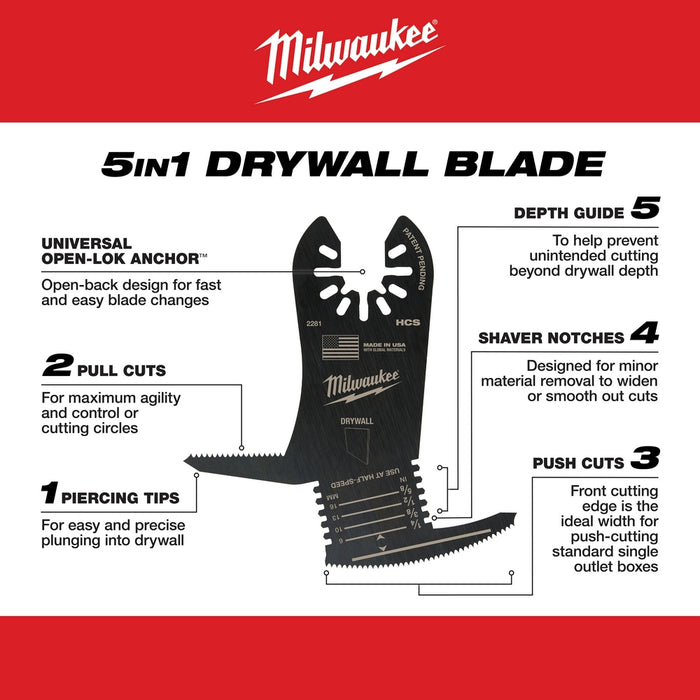 Milwaukee OPEN-LOK 5-In-1 Drywall Blade