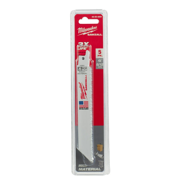 Milwaukee 6" 8/12 TPI SAWZALL® Blades 5PK