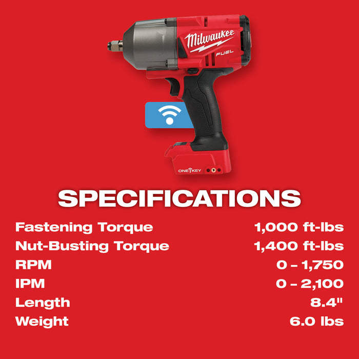 Milwaukee M18 FUEL High Torque 1/2" Impact Wrench Friction Ring w/ ONE-KEY - Tool Only