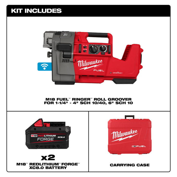 Milwaukee M18 FUEL RINGER™ Roll Groover For 1-1/4" - 4" Sch 10/40, 6" Sch 10