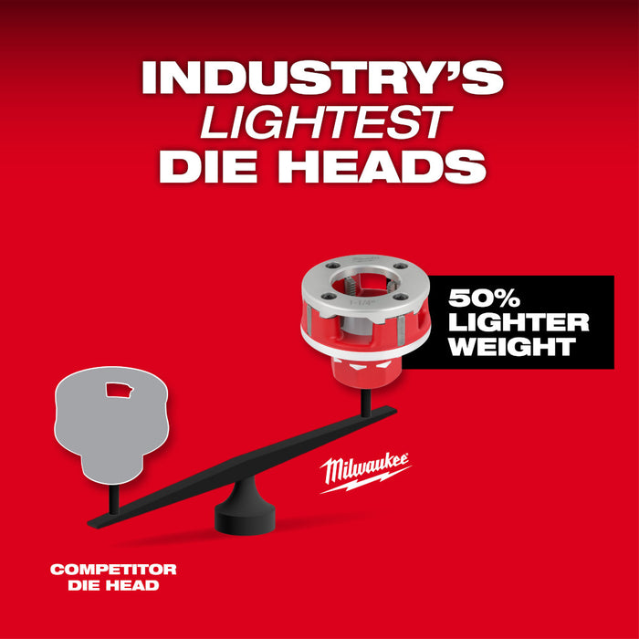 Milwaukee M18 FUEL ONE-KEY Cordless Compact Pipe Threader w/ 1/2 - 1-1/4" NPT Forged Aluminum Die Heads