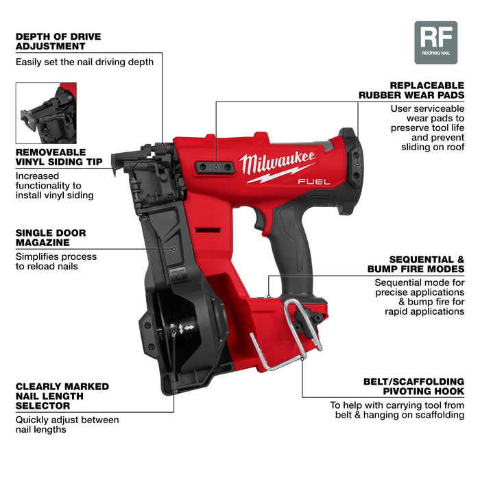 Milwaukee M18 FUEL Coil Roofing Nailer - Tool Only