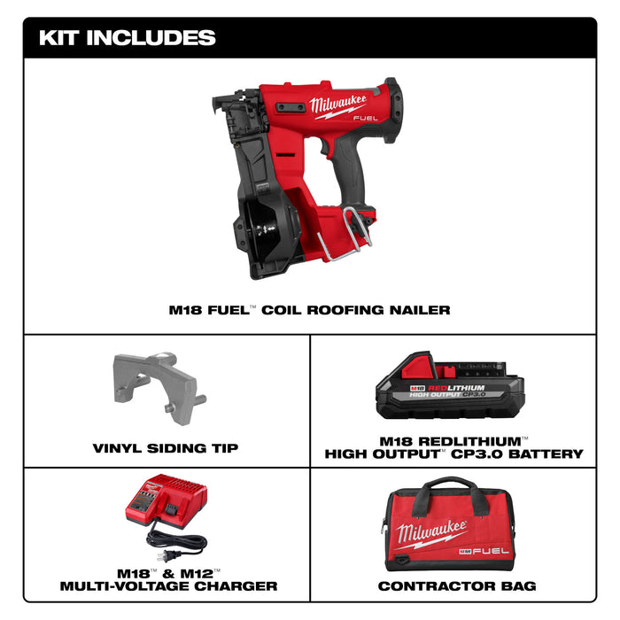 Milwaukee M18 FUEL Coil Roofing Nailer - Kit