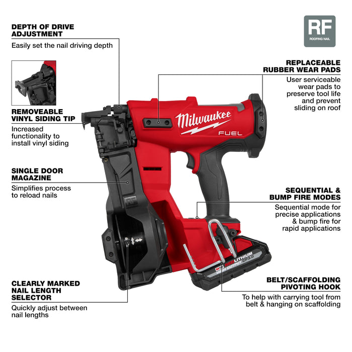 Milwaukee M18 FUEL Coil Roofing Nailer - Kit