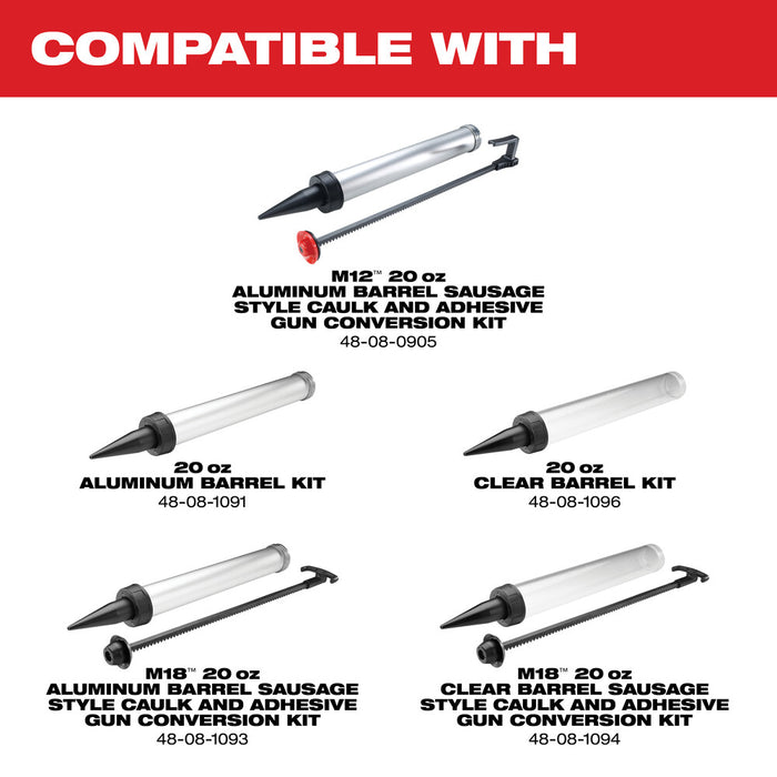 Milwaukee M12 20 oz. Aluminum Barrel Sausage Caulk Gun Kit