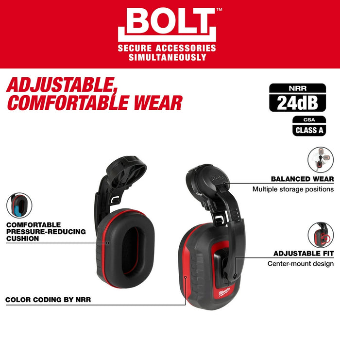 Milwaukee BOLT™ Hard Hat Earmuffs - 24dB