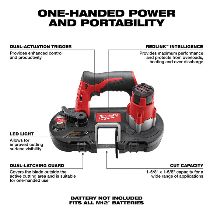 Milwaukee M12 Cordless Sub-Compact Band Saw Tool Only