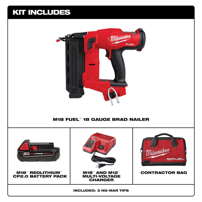 Milwaukee M18 FUEL Cordless 18 Gauge Brad Nailer Kit