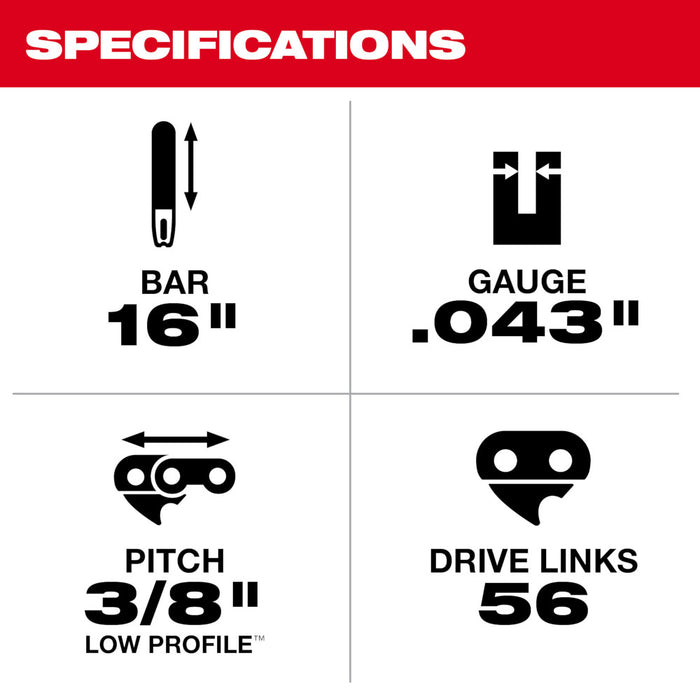 Milwaukee 16" Replacement Chainsaw Chain