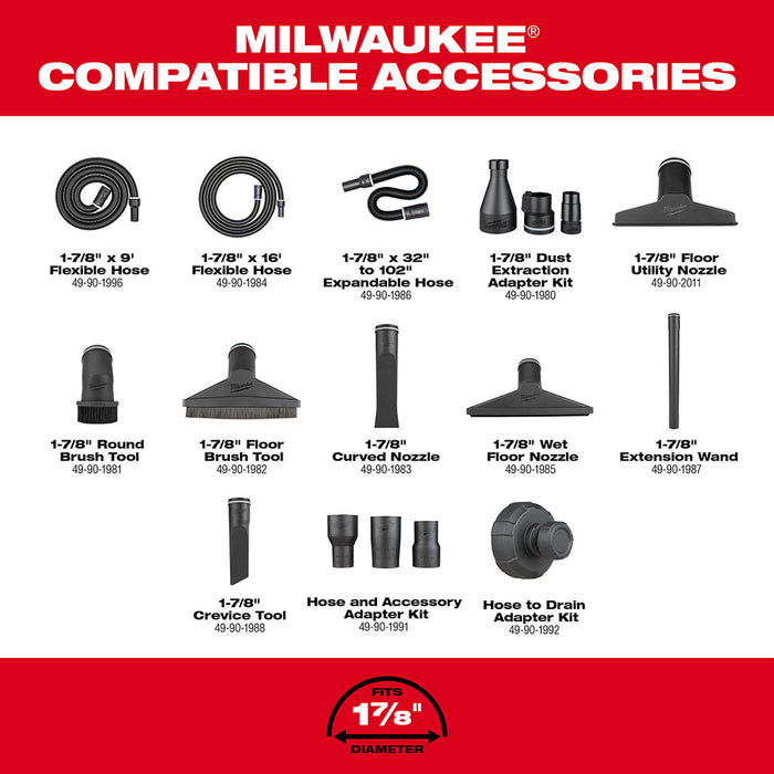 Milwaukee M18 FUEL 9 Gallon Dual-Battery Wet/Dry Vacuum - Tool Only