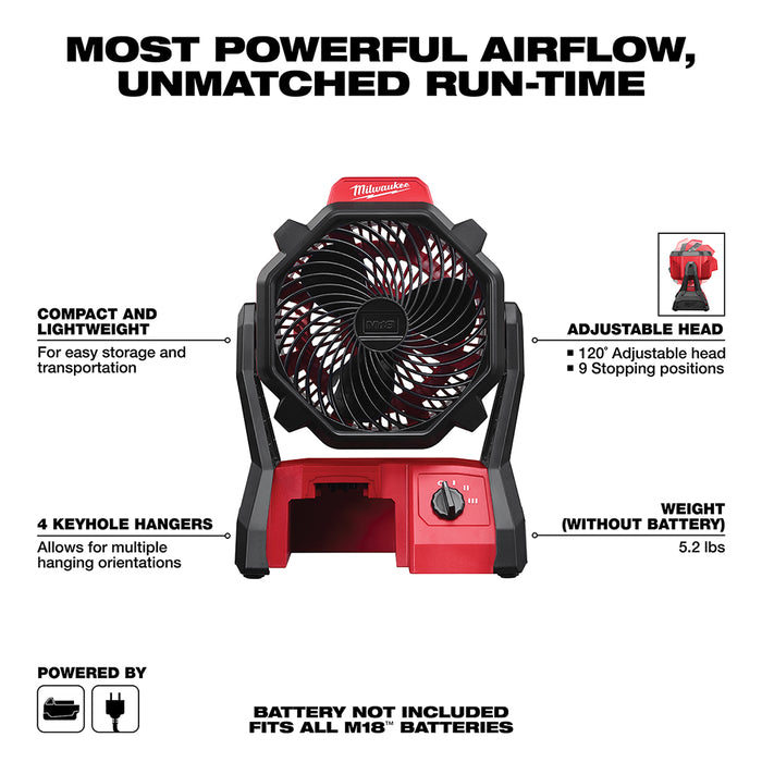 Milwaukee M18 Cordless Jobsite Fan - Tool Only