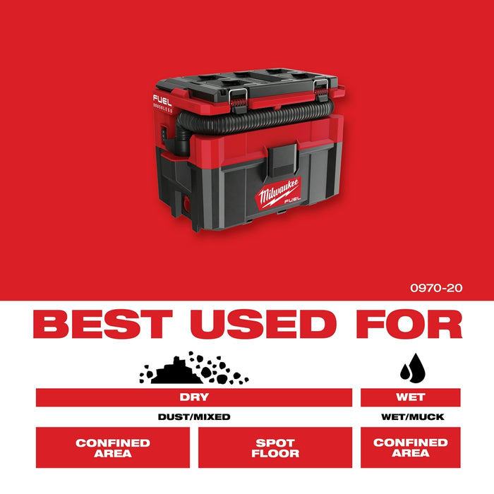 Milwaukee M18 FUEL Cordless PACKOUT 2.5 Gallon Wet/Dry Vacuum  - Tool Only