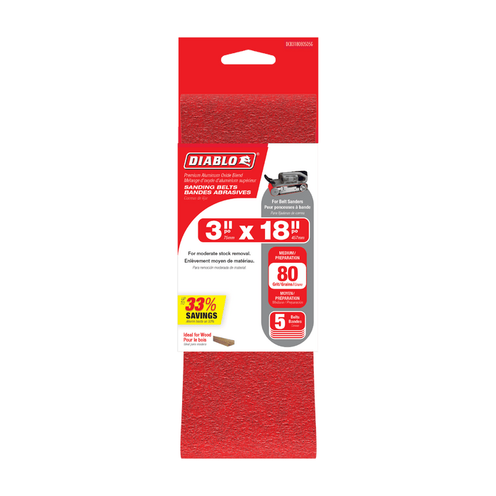 Diablo 5PK Sanding Belts - 3" x 18"