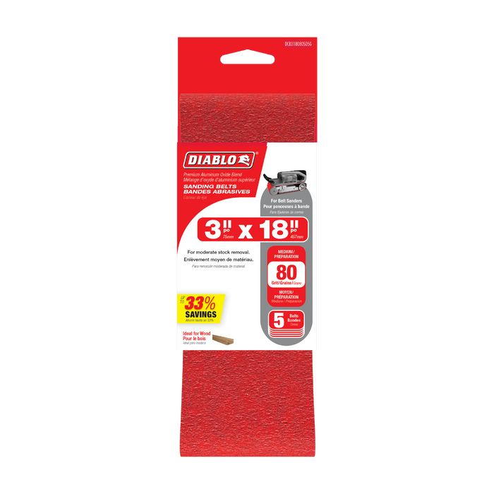 Diablo 5PK Sanding Belts - 3" x 21"
