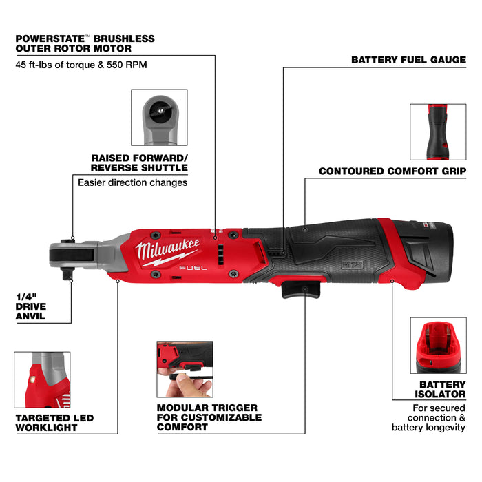 Milwaukee M12 FUEL 1/4" Ratchet Kit