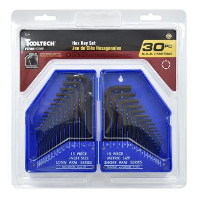 Tooltech 30 pc. SAE & Metric Hex Key Wrench Set