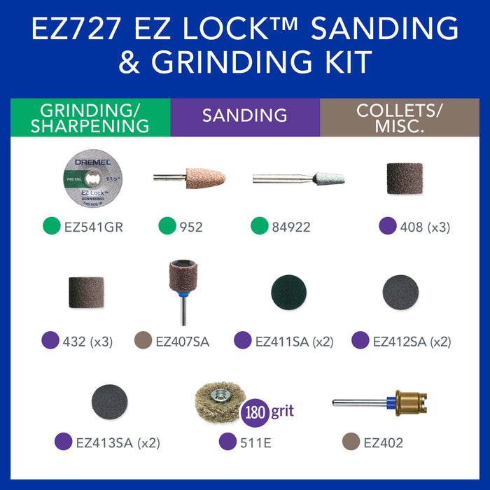Dremel EZ727-01 18 pc. EZ Lock™ Sanding and Grinding Rotary Accessory Kit