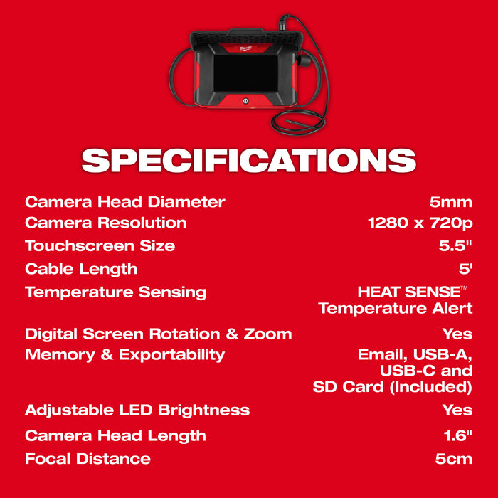 Milwaukee M12 Auto Shop Borescope w/ Wi-Fi File Sharing