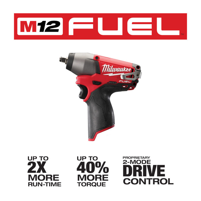 Milwaukee M12 FUEL Cordless 3/8" Impact Wrench - Tool Only