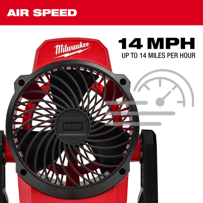 Milwaukee M12 Cordless Mounting Fan - Tool Only