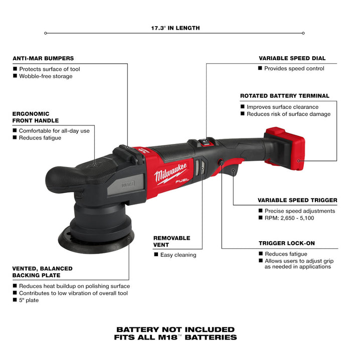 Milwaukee M18 FUEL Cordless 15mm Random Orbital Polisher - Tool Only